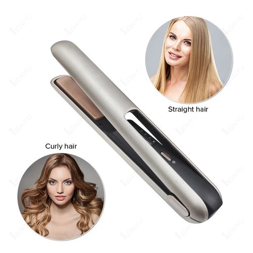 Cordless Hair Straightener Mini Portable Wireless Curler USB