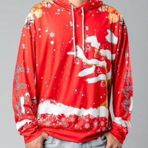 All-over Print Long Sleeve Hooded T-shirt - S